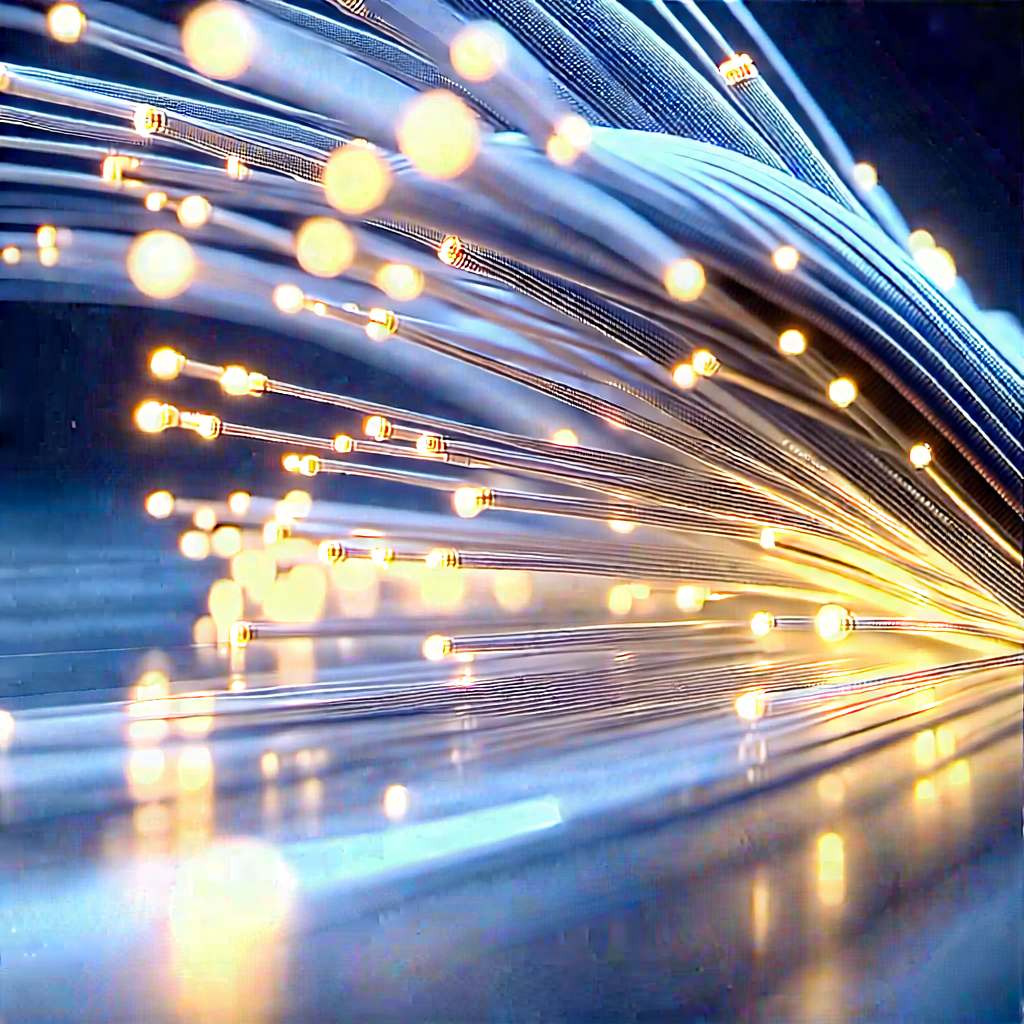 Close-up Of Fiber Optic Cables With Close-up Bunch