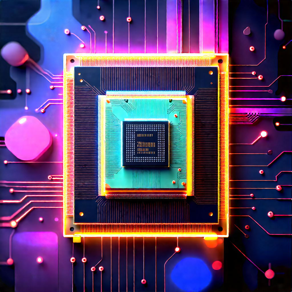 Microchip with neon accents