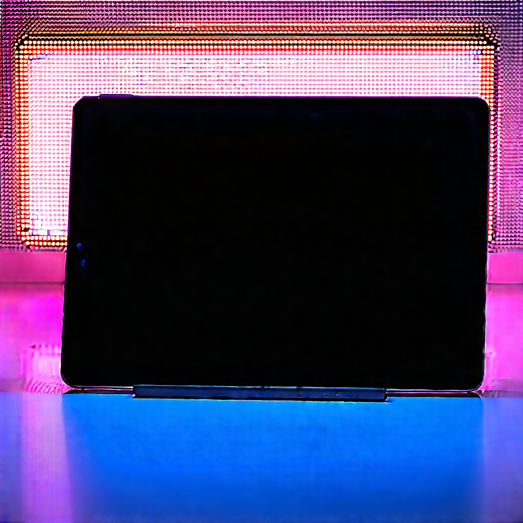 Tablet With Glowing Screen With Black Tablet