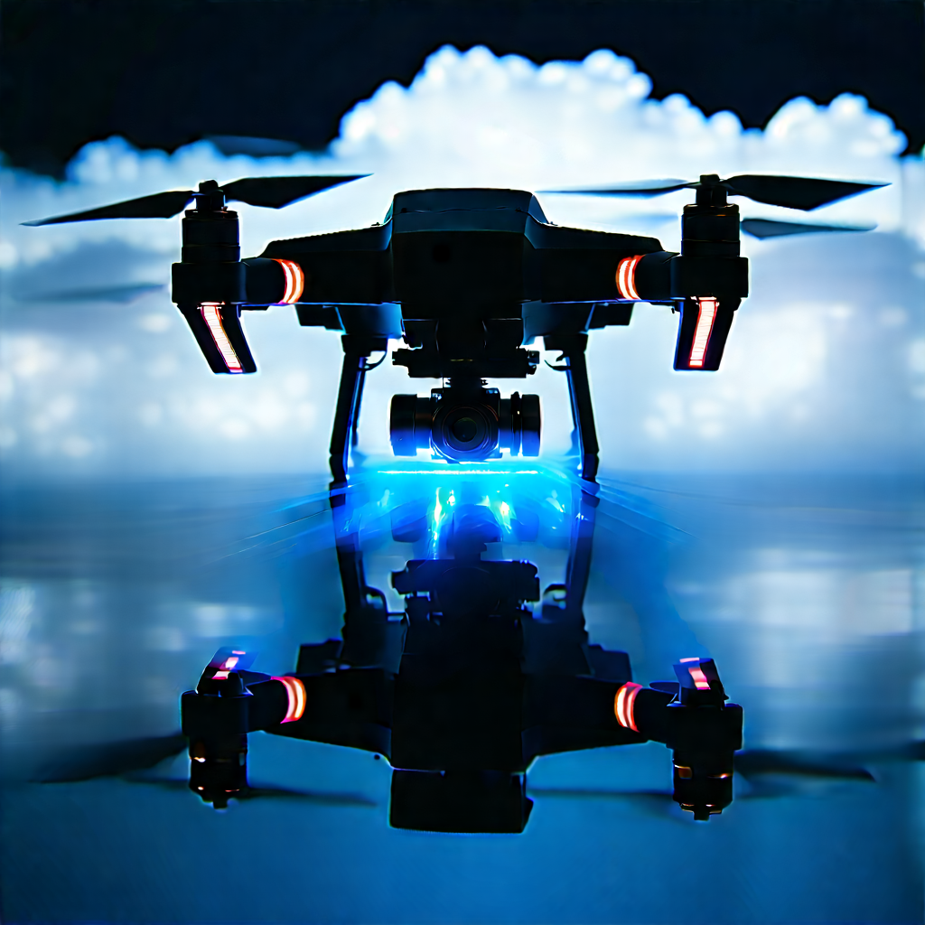 Drone With Streaming Content With Black Blue