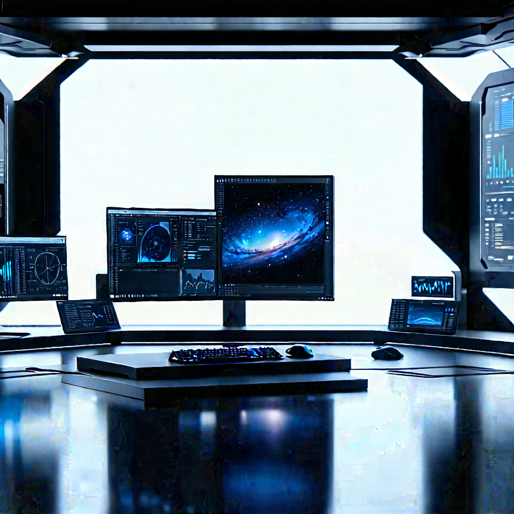 Futuristic (digital:1.25) workspace