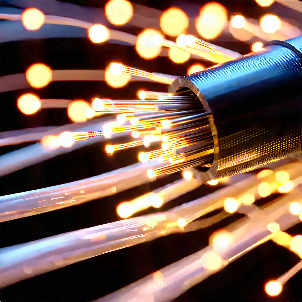 Close-up Of Fiber Optic Cables With Close-up Wire