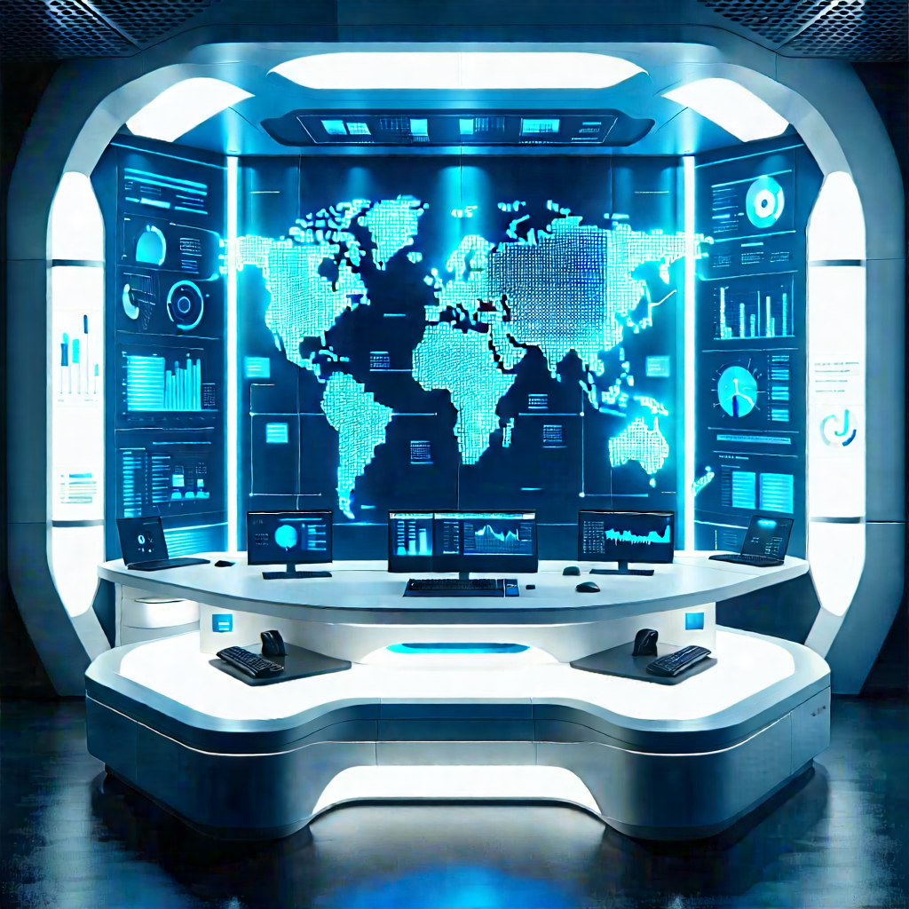 Futuristic Tech Startup Office With Large, Futuristic