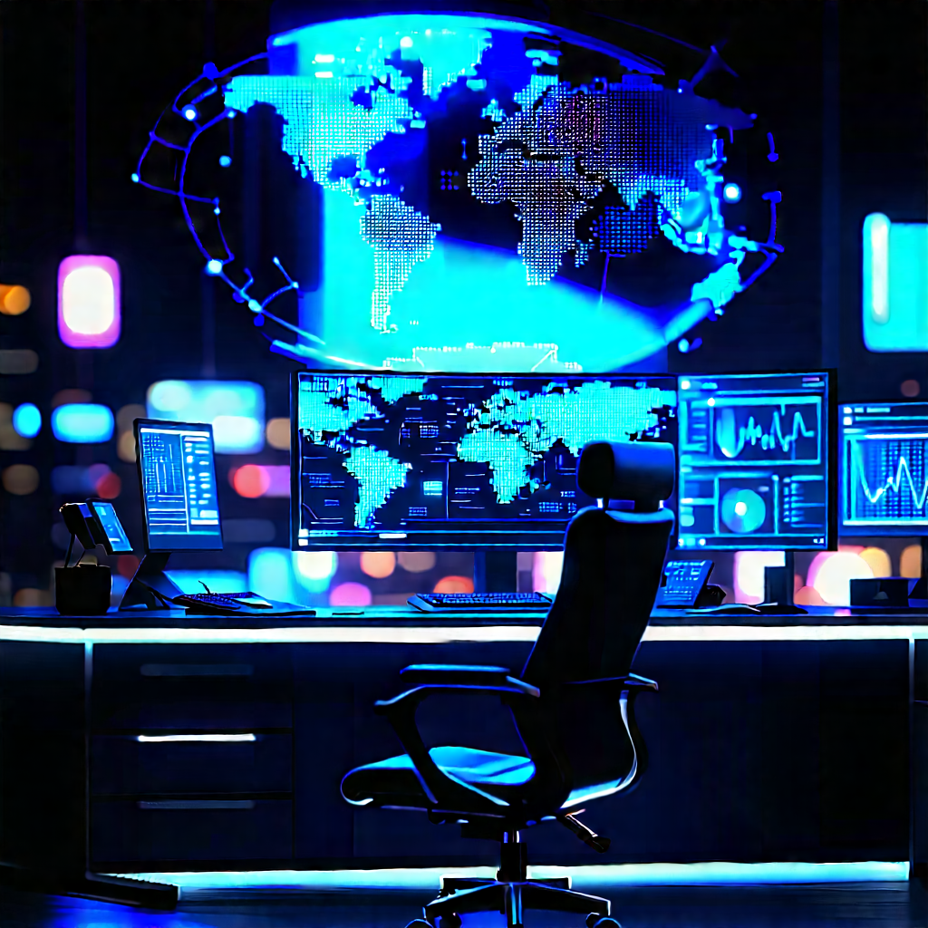Futuristic tech startup office