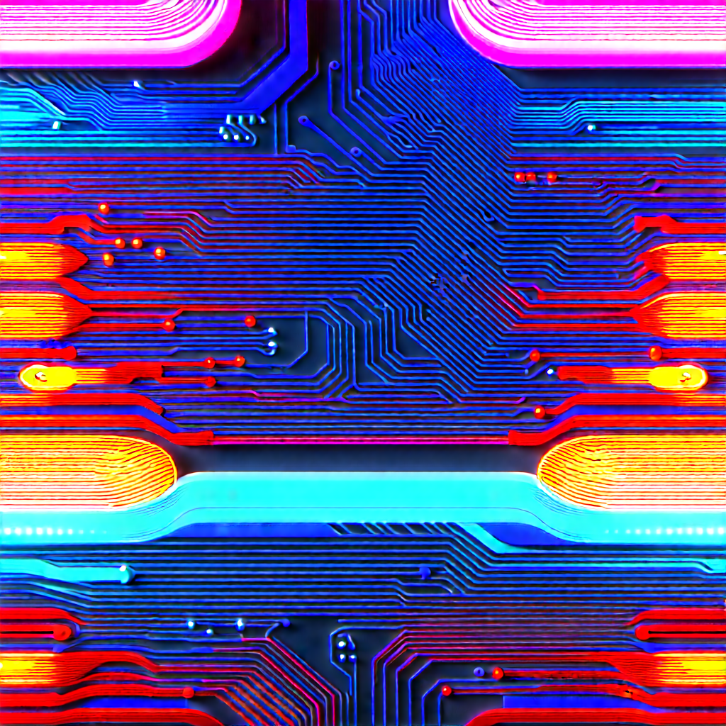 Circuit board with neon accents