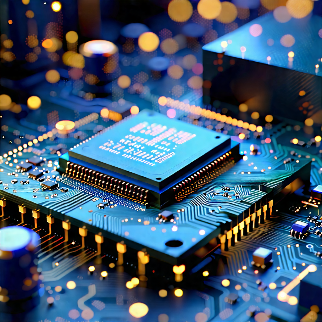 Close-up Of Electronic Circuit With Close-up Computer