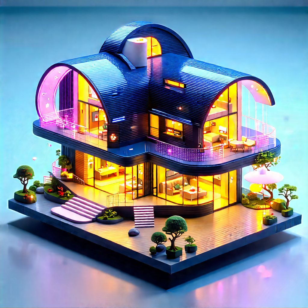 Futuristic Smart Home With Small Model