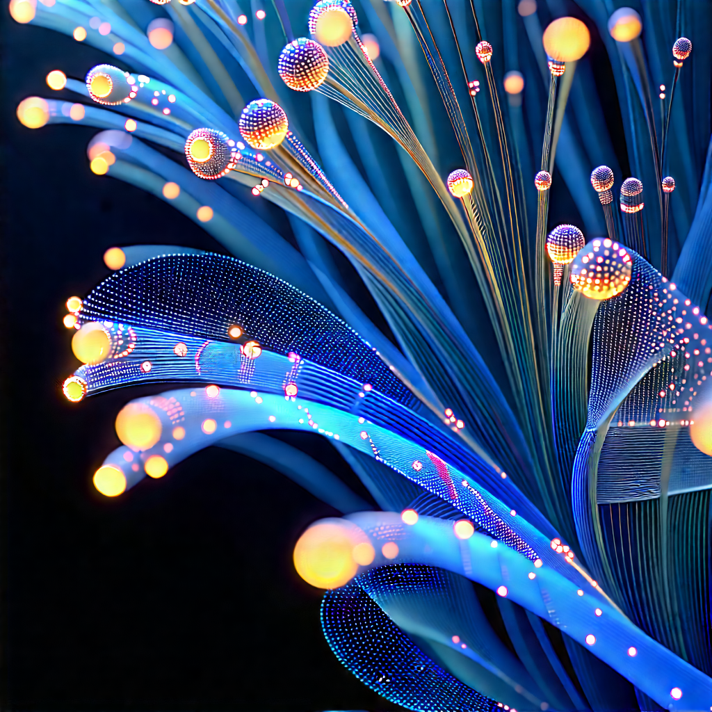 Close-up of fiber optic cables