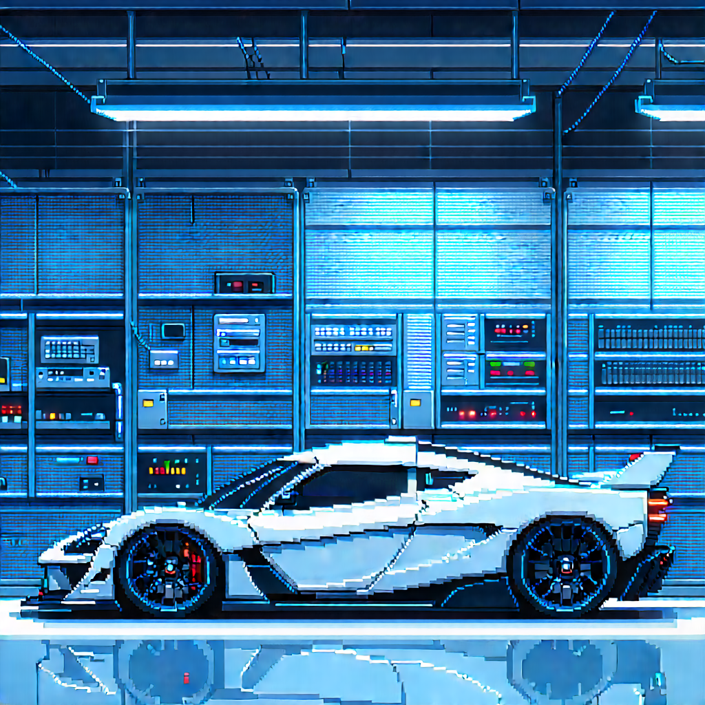 Automotive Technology In Modern Laboratory With White Sports