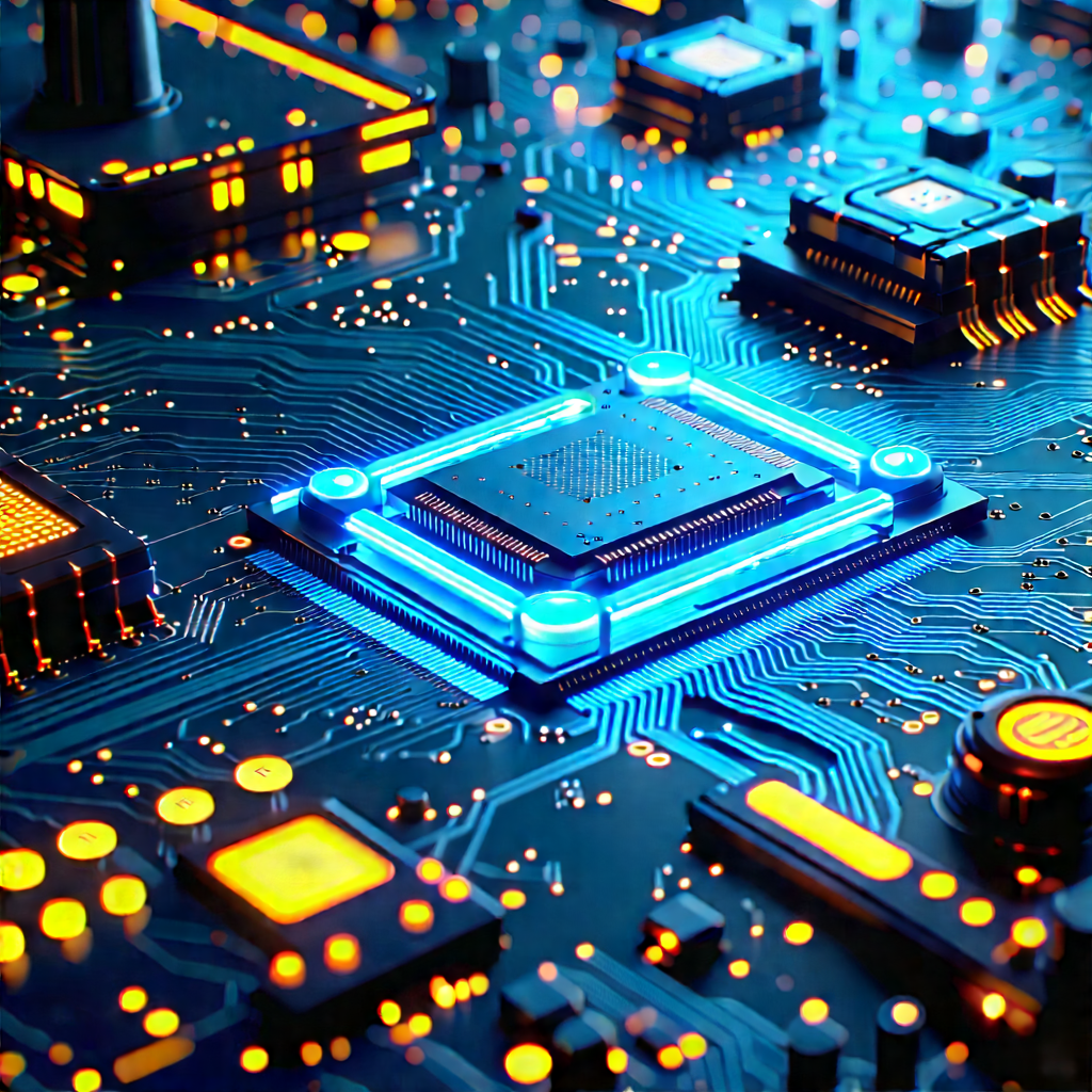 Circuit board with neon accents