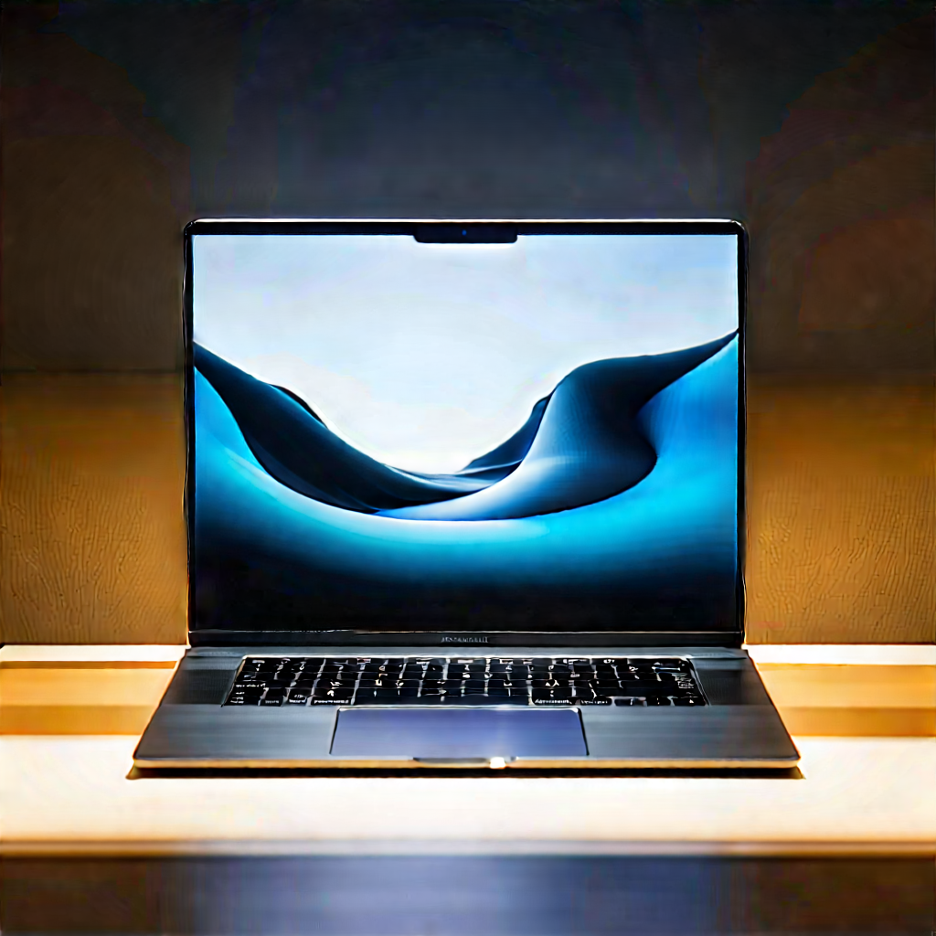 Laptop With Digital Artwork With Laptop Computer