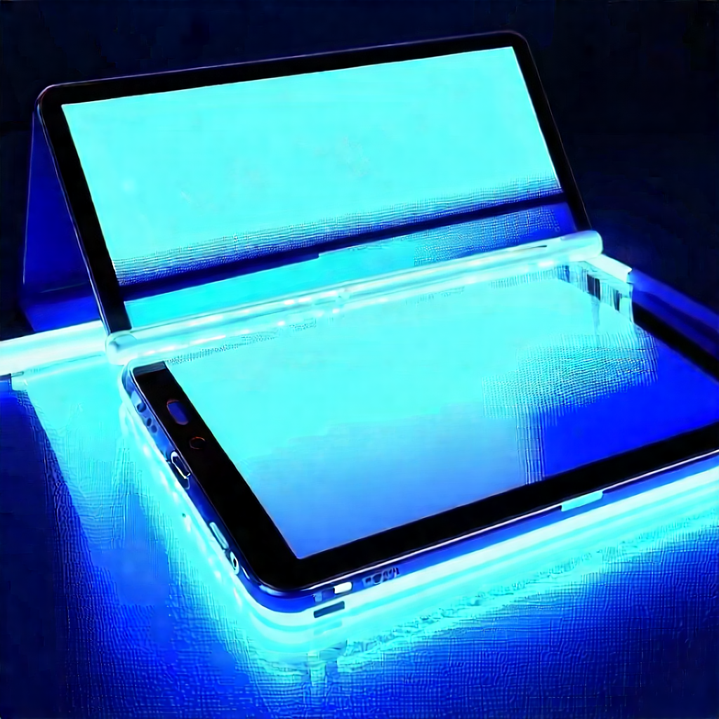 Tablet With Glowing Screen With Cell Phone