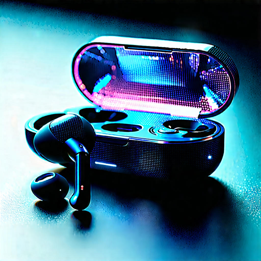 Wireless Earbuds With Digital Artwork With Pair Black