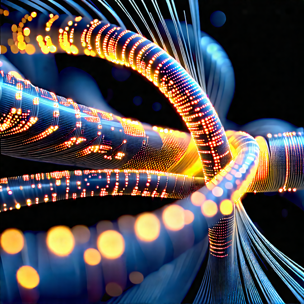 Close-up of fiber optic cables