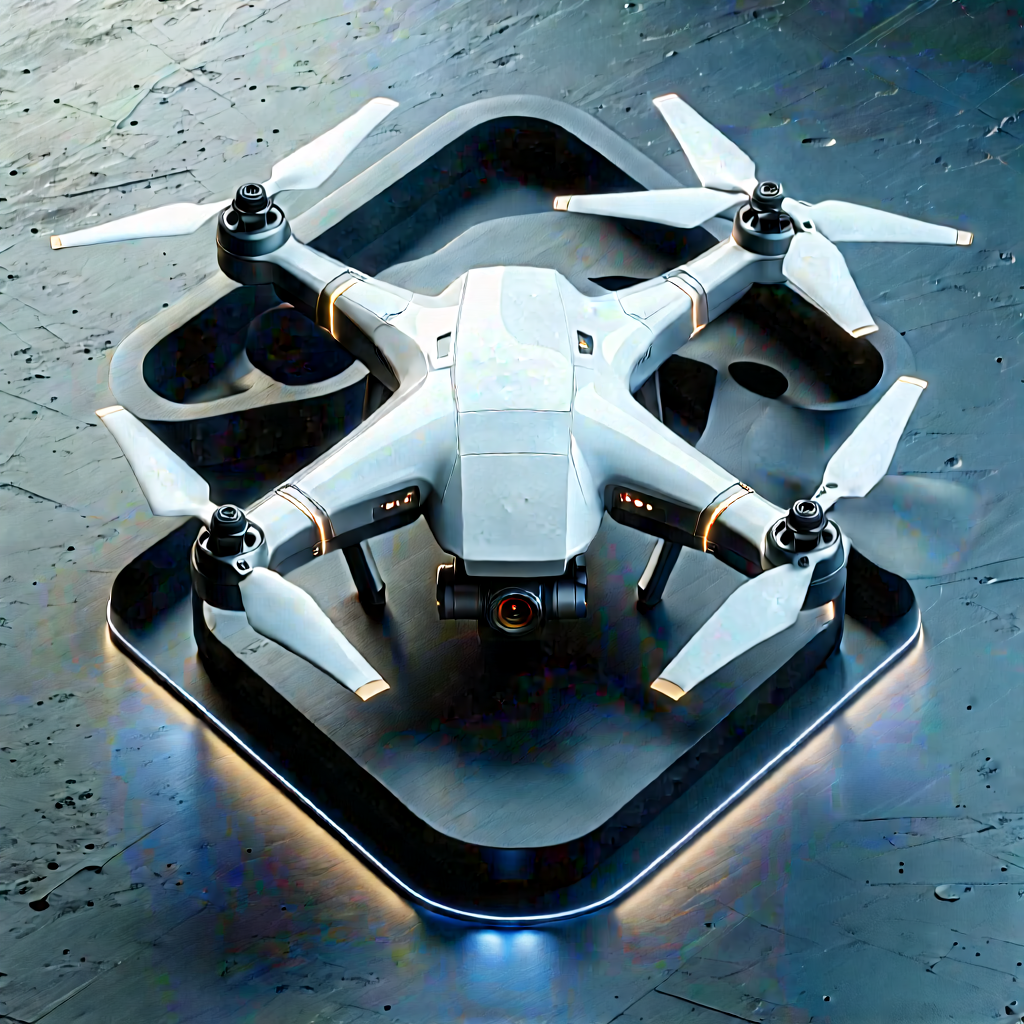 Drone With User Interface With White Drone