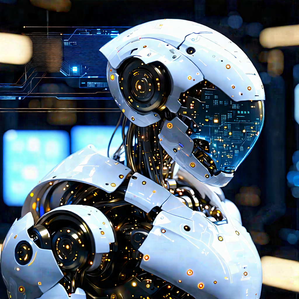 Robot With Data Streams With Image, There