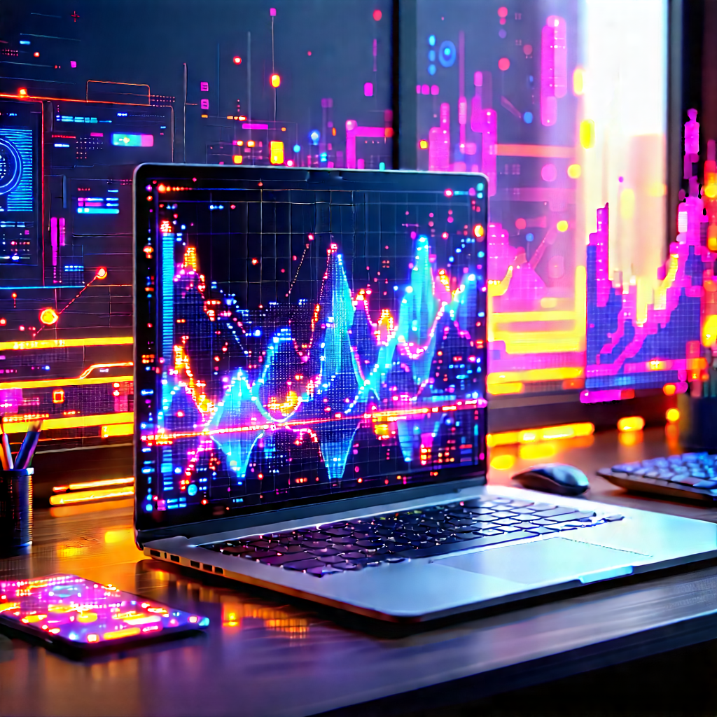 Laptop with data visualization