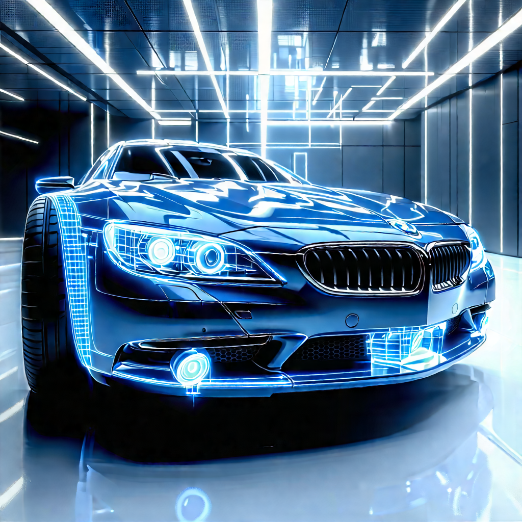 Automotive Technology In Research Center With Blue Sports