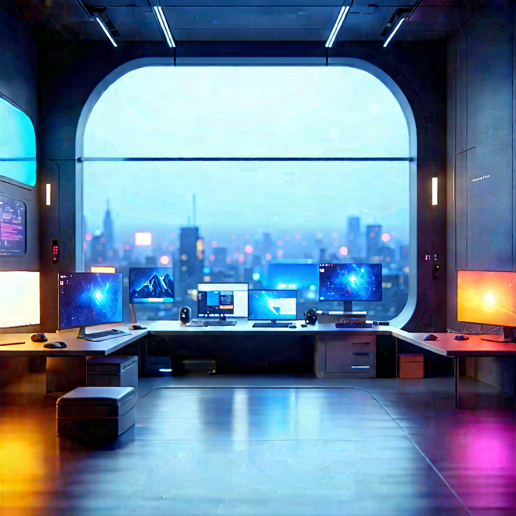 Futuristic Tech Startup Office With Image, There