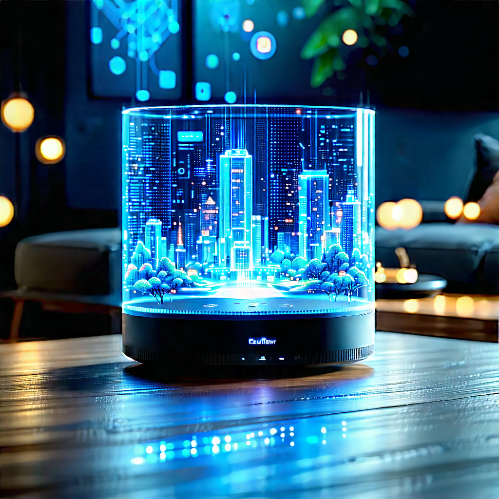 Smart Home Device With User Interface With Small, Blue,