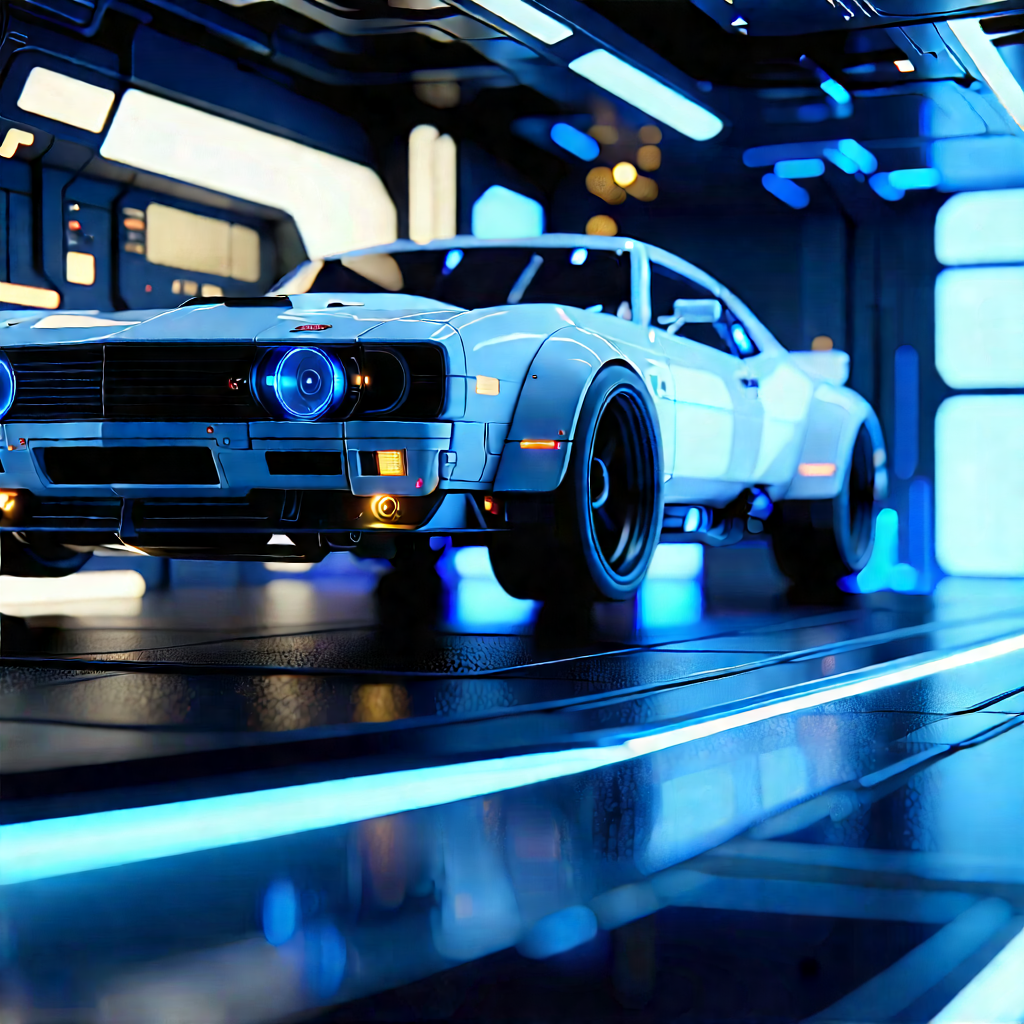 Automotive Technology In (modern:1.15) Laboratory With Blue Sports