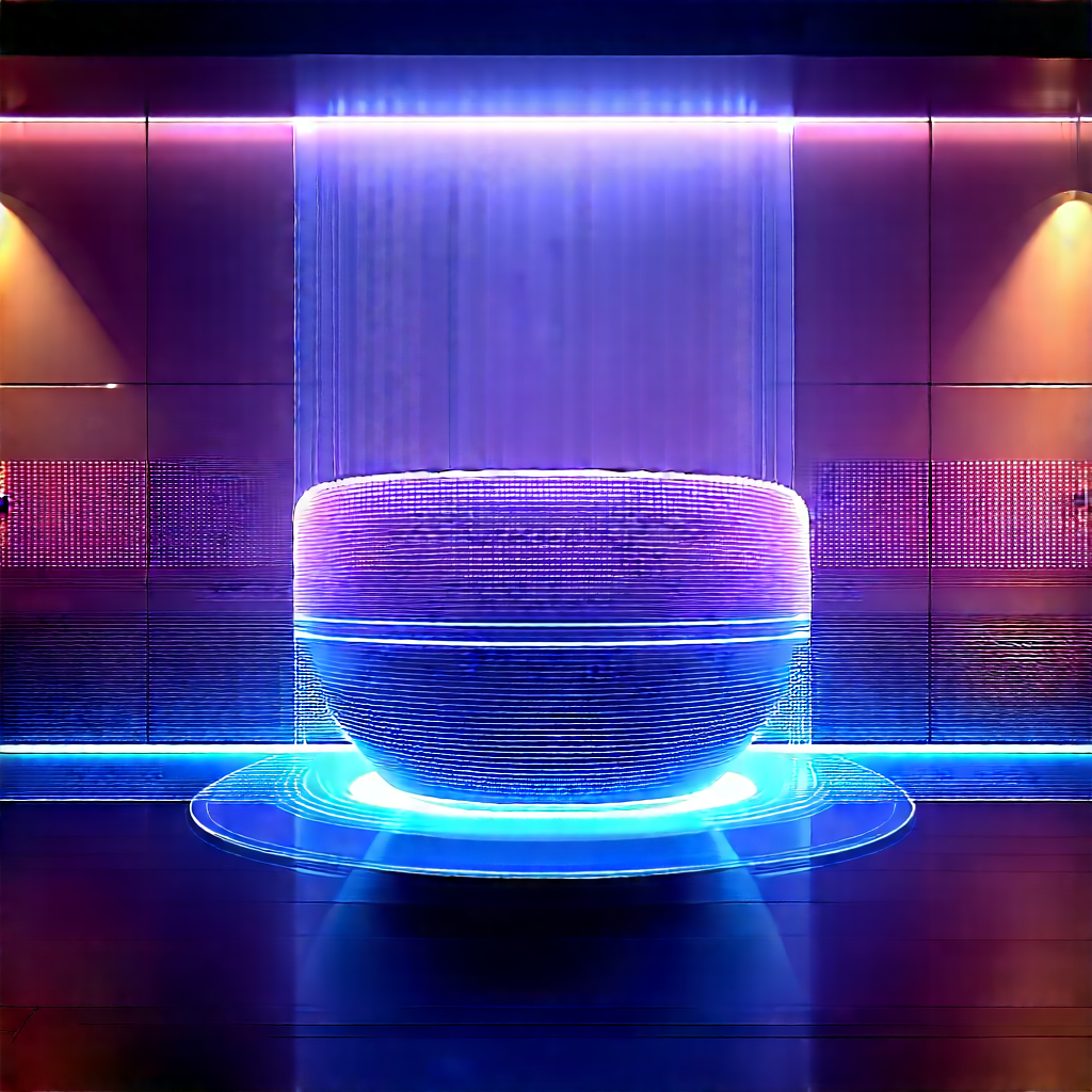 Futuristic Tech Startup Office With Large, Blue