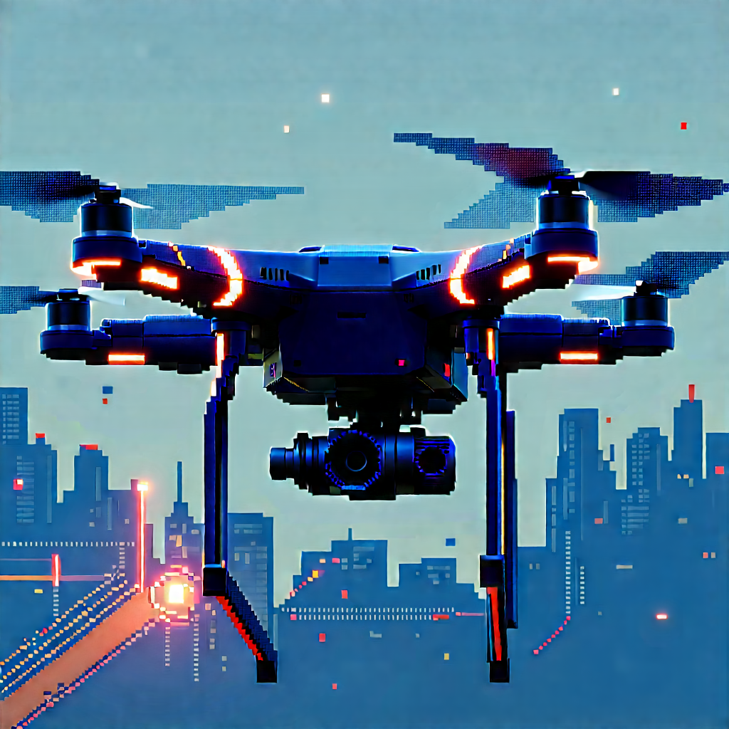 Drone With Data Visualization With Blue Drone