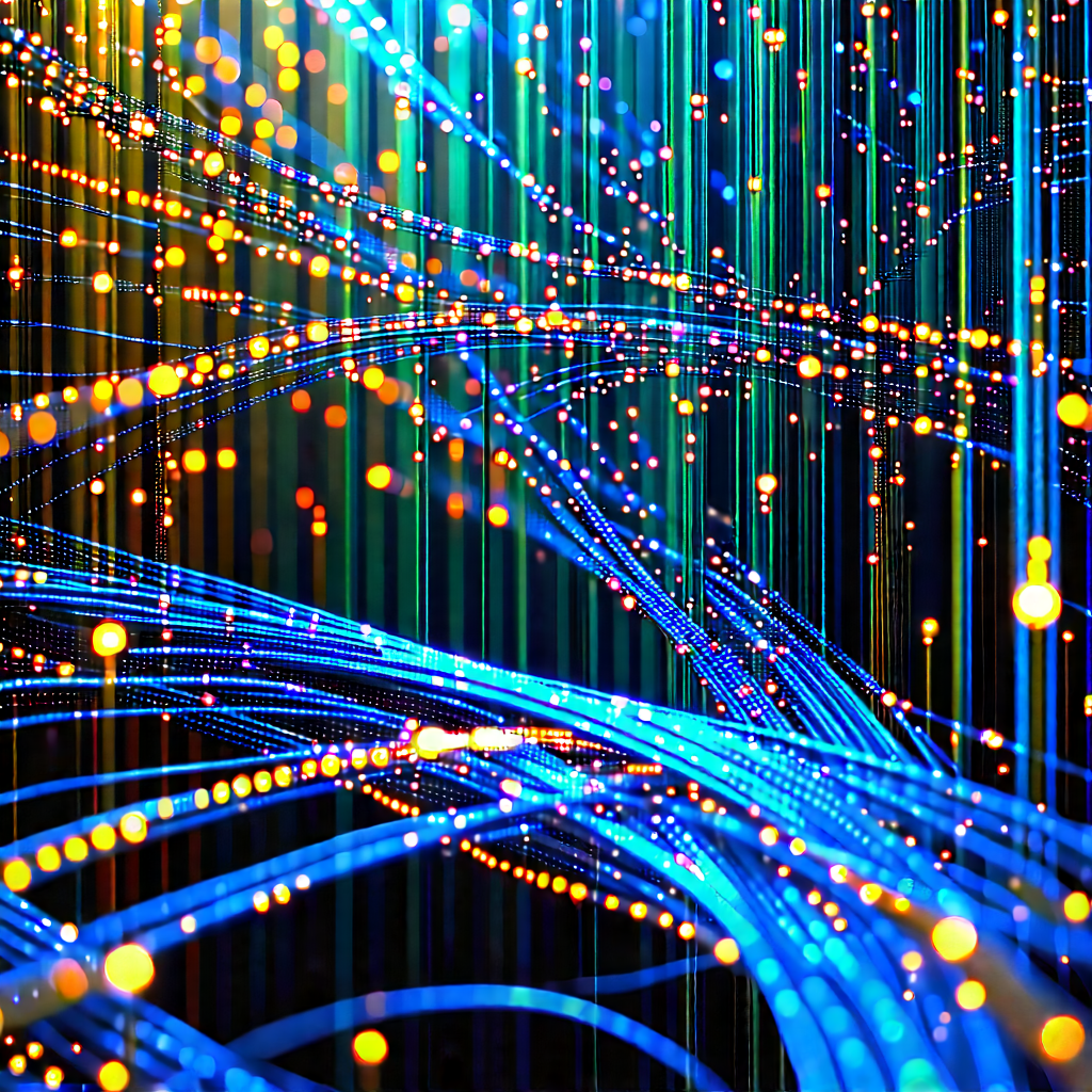 Close-up of fiber optic cables