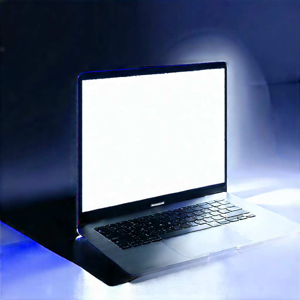 Laptop with glowing screen
