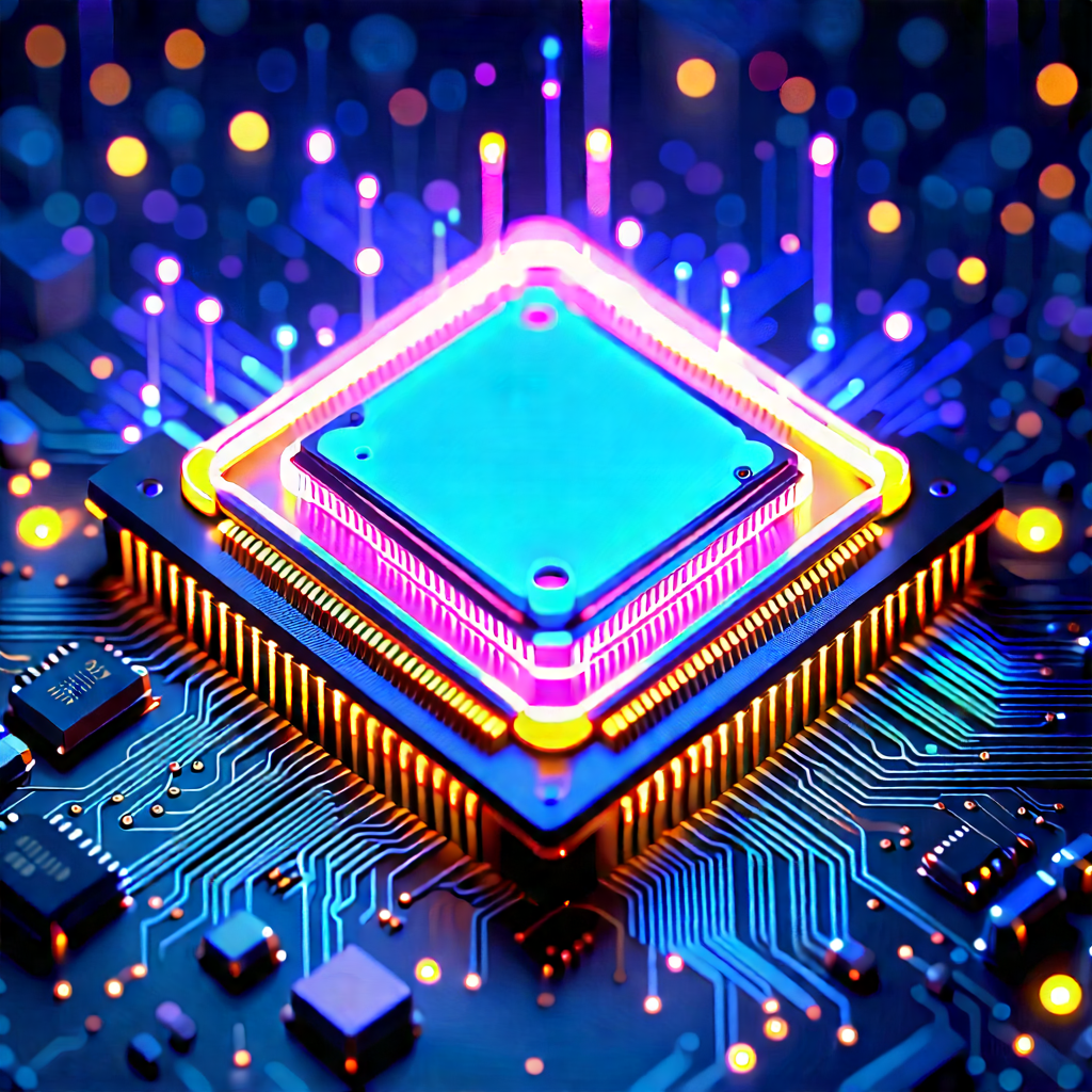 Microchip with neon accents