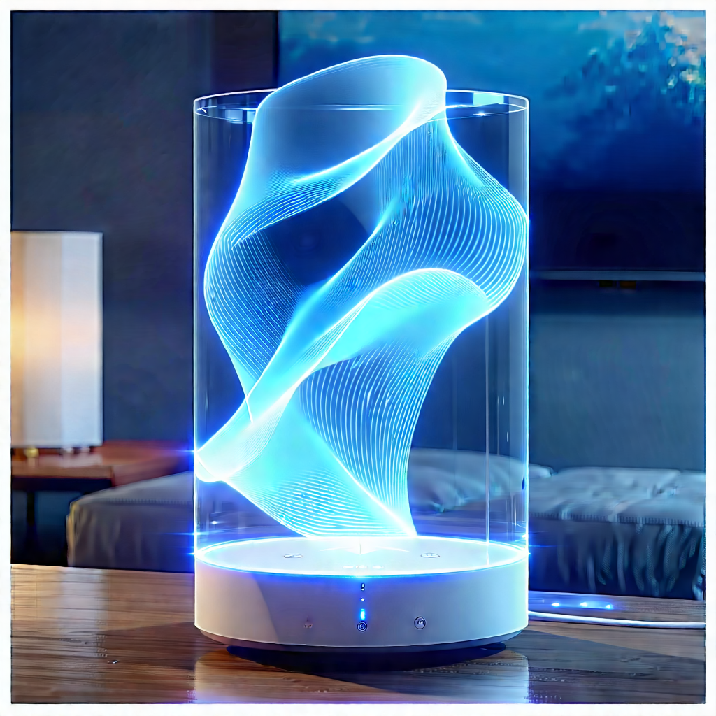 Smart Home Device With Streaming Content With Modern, Blue