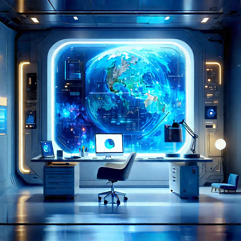 Futuristic tech startup office