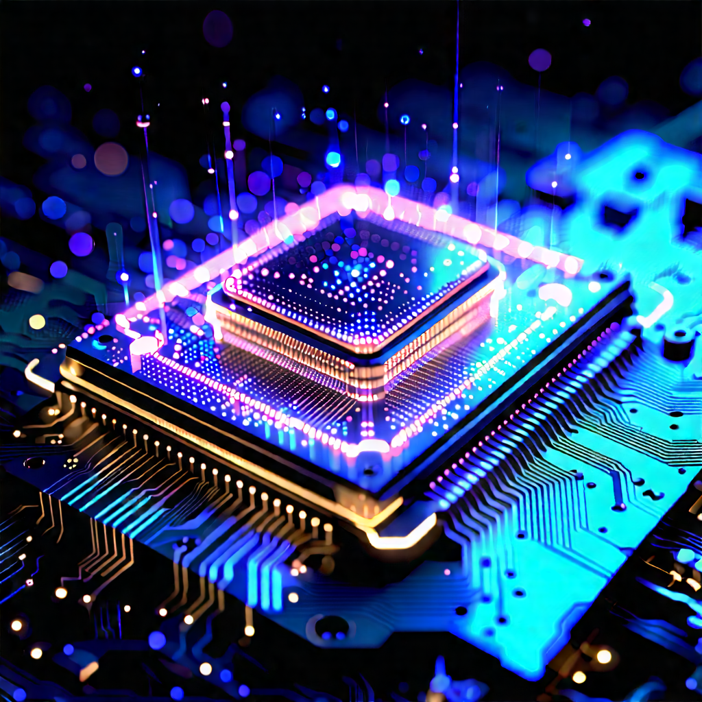 Microchip With Holographic Projection With Close-up Computer