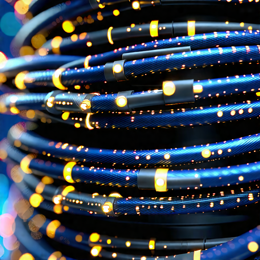 Close-up Of Fiber Optic Cables With Image, There