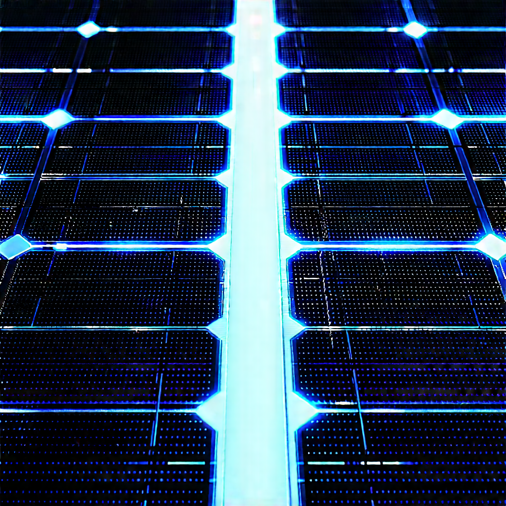 Solar Panel With Blue Light Glow With Blue Solar