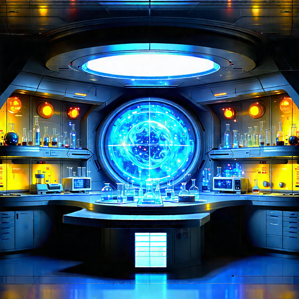 Futuristic Research Laboratory With Image, There