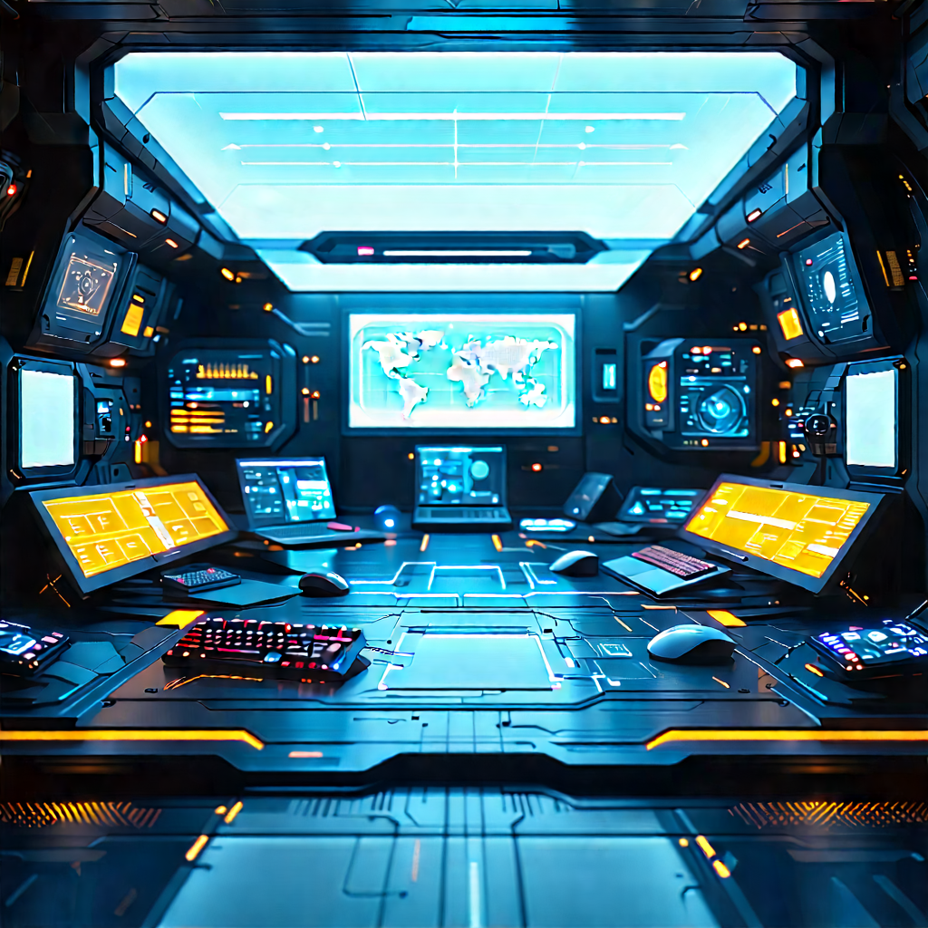 Futuristic digital workspace