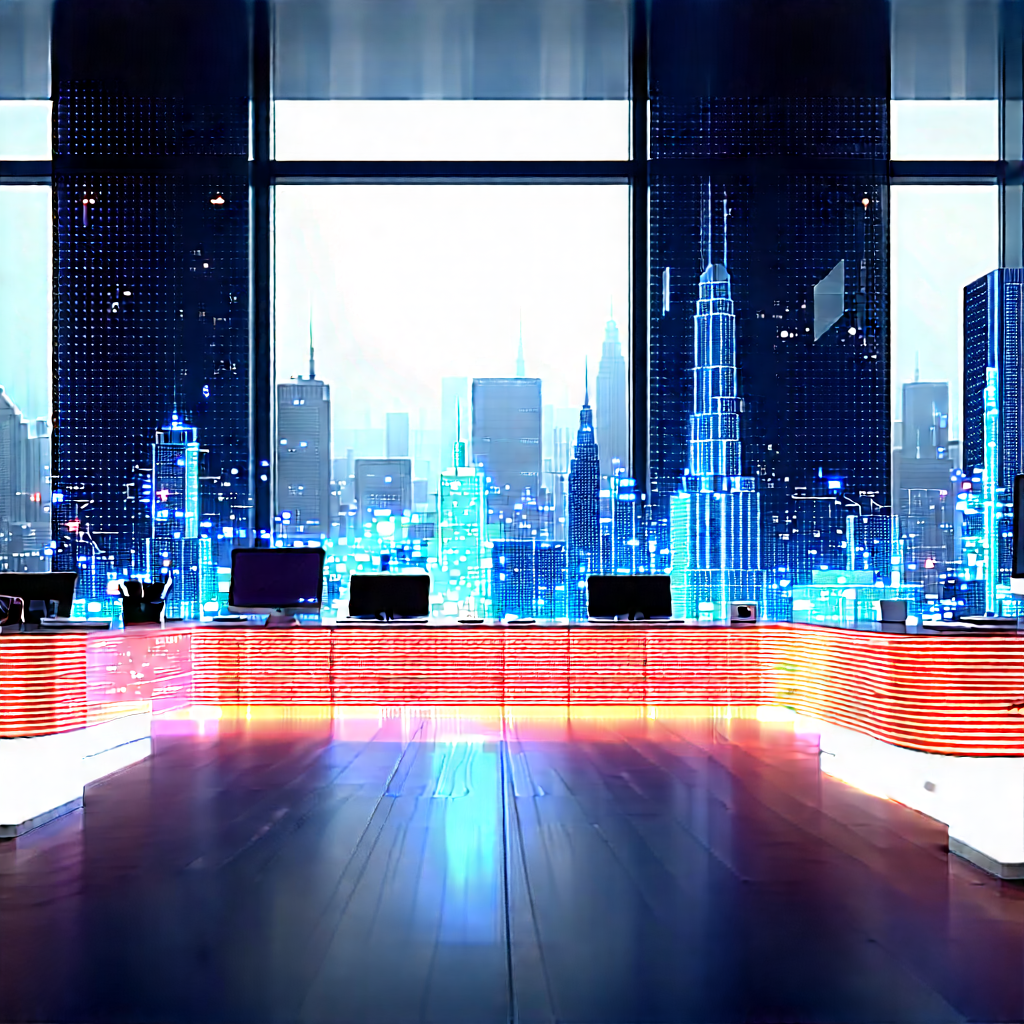 Educational Technology In Tech Office With Large City
