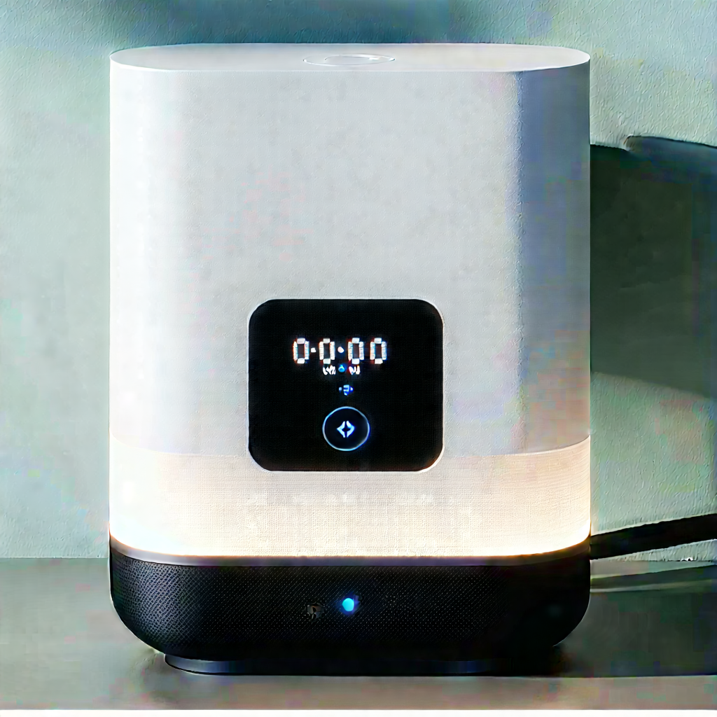 Smart Home Device With Glowing Screen With White Device