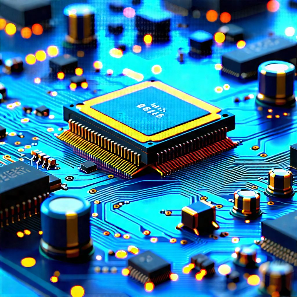Close-up Of Electronic Circuit With Close-up Computer