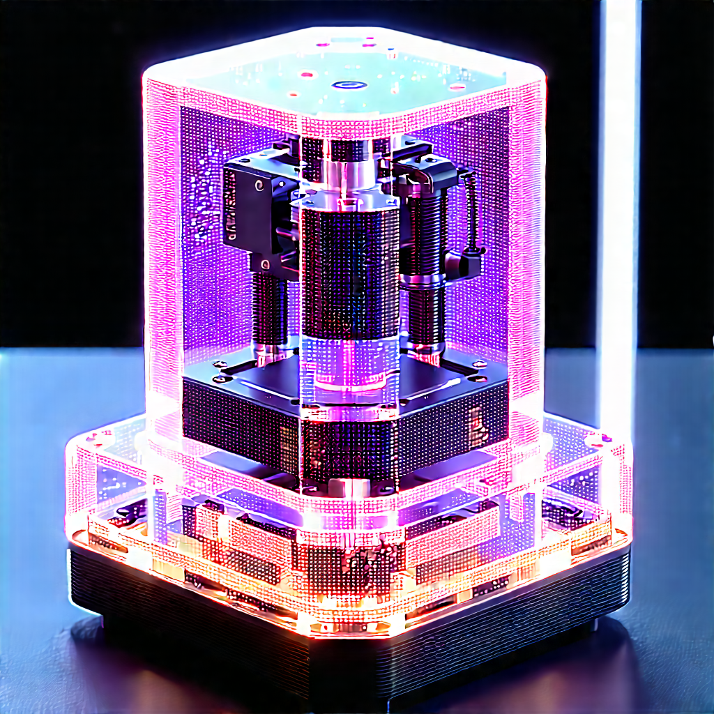 3d Printer With Digital Particles With Purple Black
