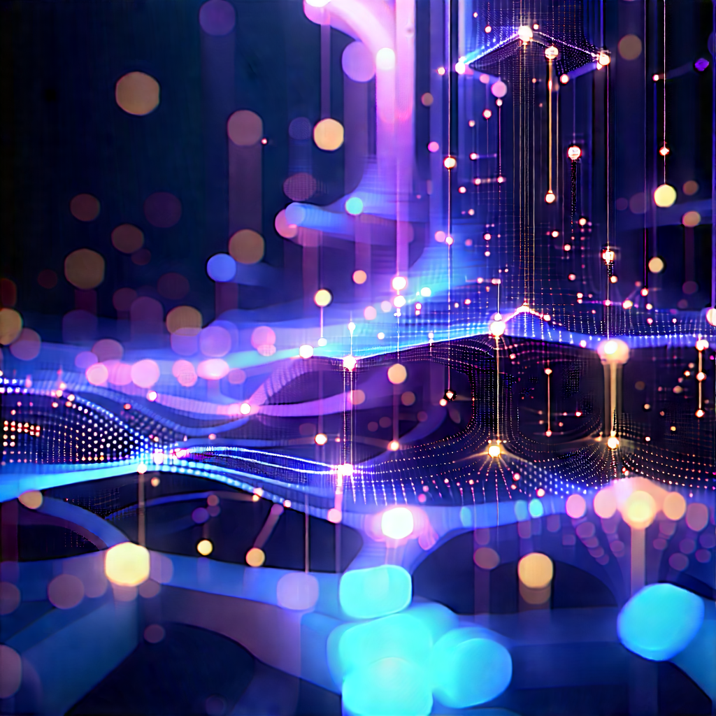 Blockchain Network Visualization With Close-up Purple