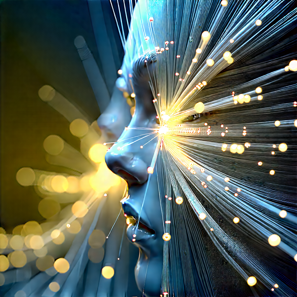 Close-up of fiber optic cables