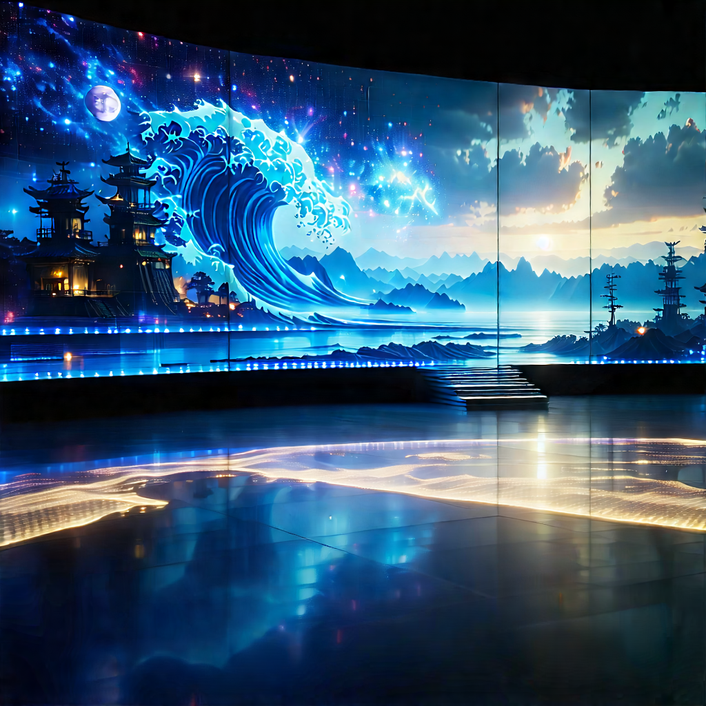 Entertainment Technology In Research Center With Large, Blue,