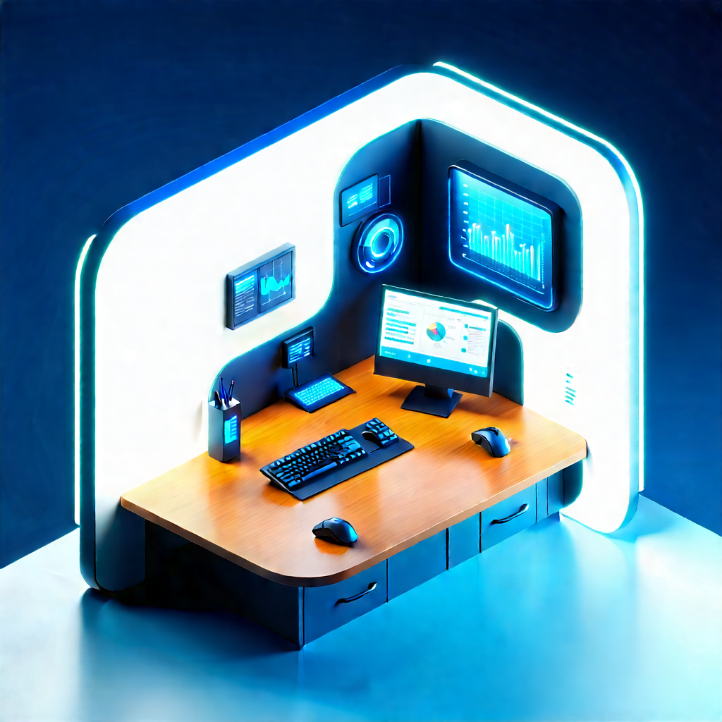 Futuristic Tech Startup Office With Futuristic Computer