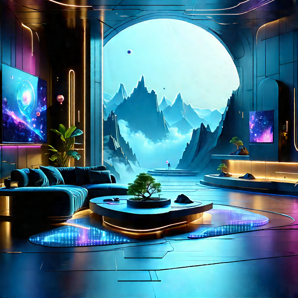 (futuristic:1.26) Smart Home With Futuristic Room,