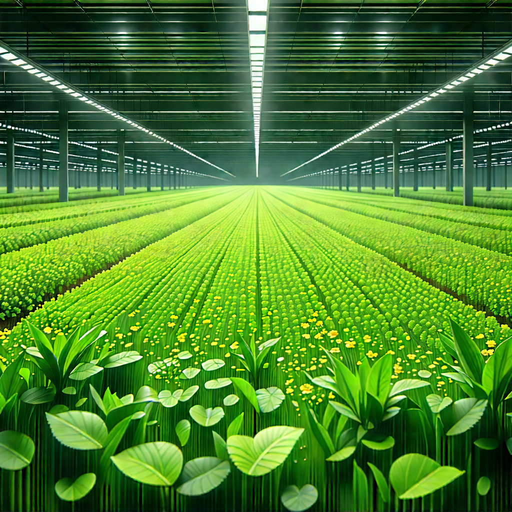 Agricultural Technology In Manufacturing Facility With Large, Well-lit