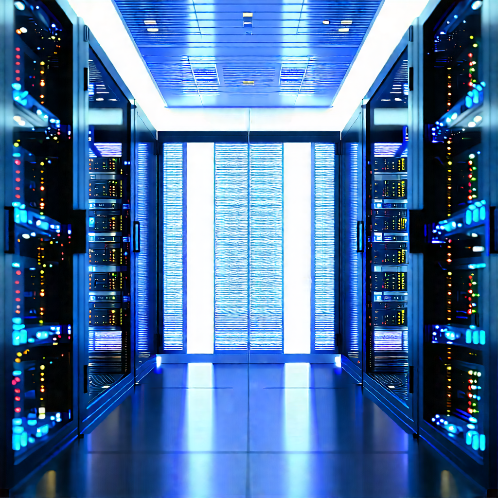 (futuristic:1.47) Server Room With Image, There
