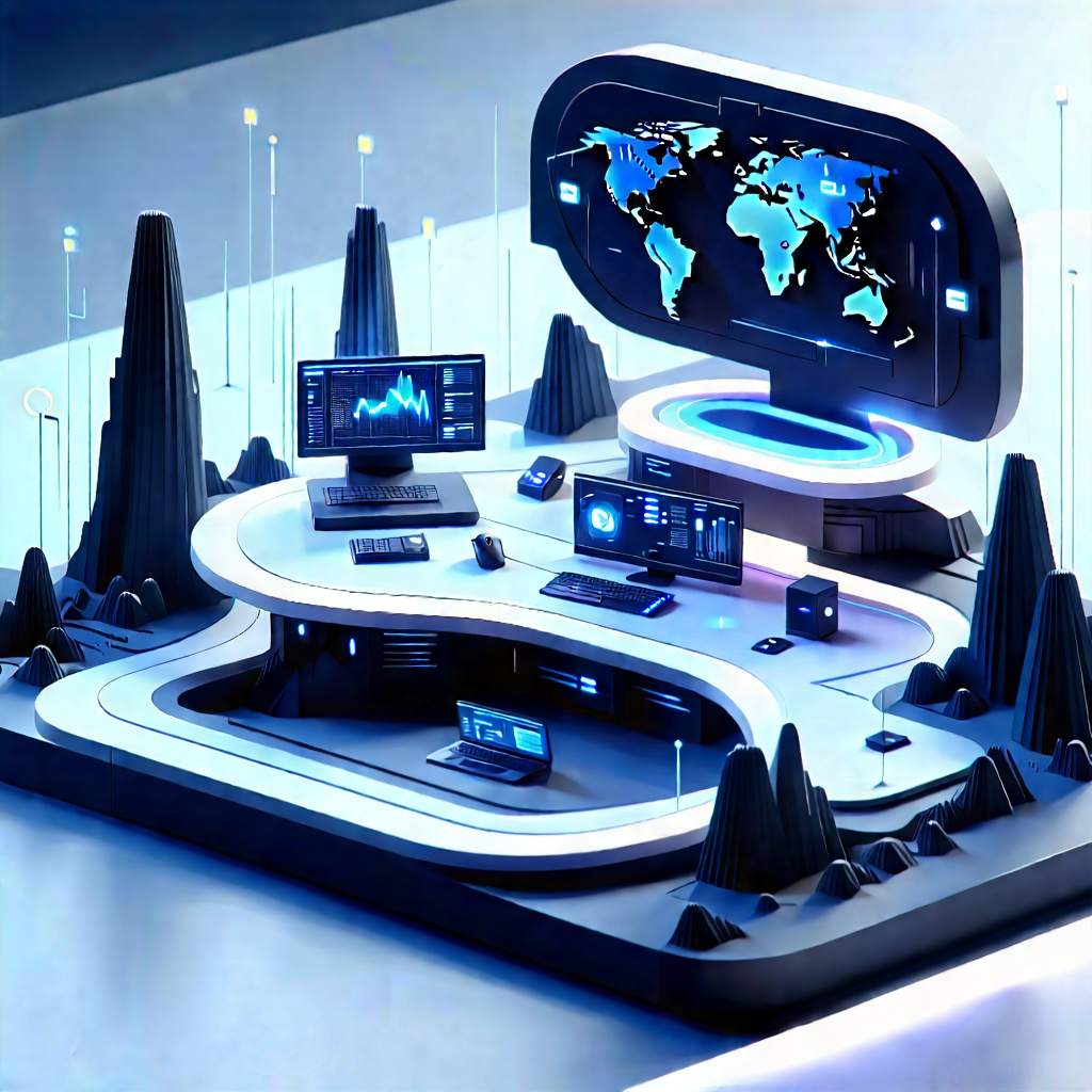 (futuristic:1.24) tech startup office