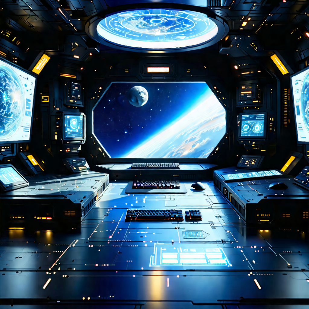Futuristic Digital Workspace With Futuristic Space